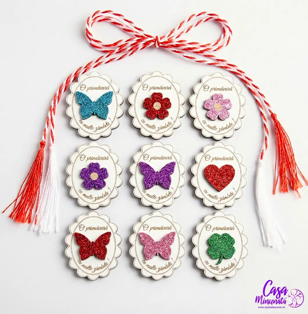 Martisoare din lemn cu glitter